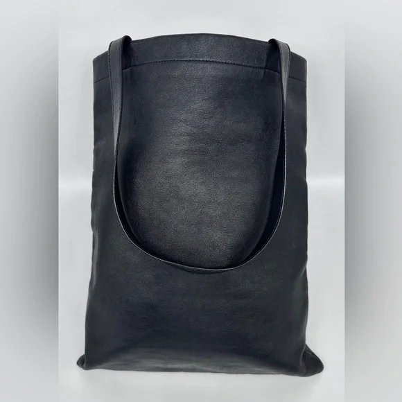RARE Saint Laurent Black Leather Shopping ToteMinimalist Designer Shoulder Bag